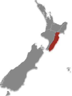 Takitimu highlighted on a map of Aotearoa